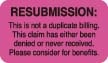 Insurance Collection Labels, RESUBMISSION - Fl Pink, 1-1/2" X 7/8" (Roll of 250)