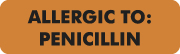 Allergy Warning Labels, ALLERGIC TO: Penicillin - Fl Orange, 2 1/2" X 3/4" (Roll of 420)