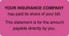 Patient Responsibility Labels, YOUR INSURANCE COMPANY... - Fl Pink, 3-1/4" X 1-3/4" (Roll of 250)