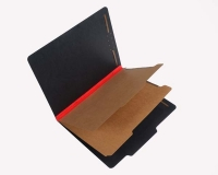 25 Pt. Fushion Black Pressboard Classification Folders, 2/5 Cut ROC Top Tab, Letter Size, 2 Dividers, Red tyvek (Box of 15)