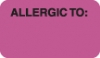 Allergy Warning Labels, ALLERGIC TO: - Fl Pink, (B) 1-1/2" X 7/8" (Roll of 250)